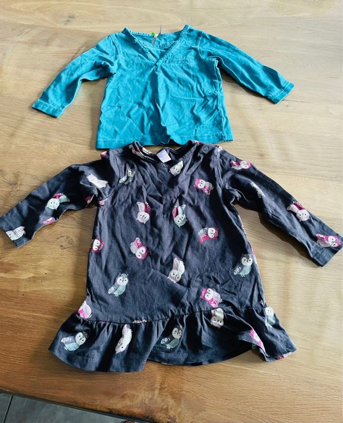 2 tee shirts fille 12 mois - photo numéro 2