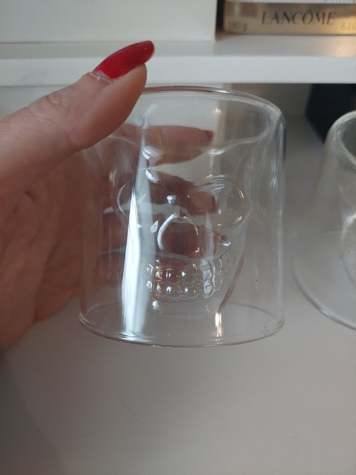 Service  carafe + 6 verres transparents tête de mort halloween TBE ☠️ - photo numéro 5