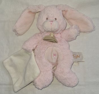Doudou peluche lapin rose avec mouchoir - Baby Nat