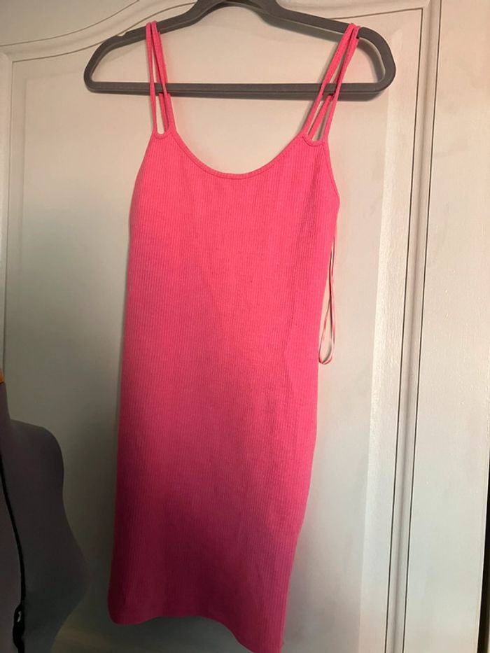 Robe maille bodycon moulante rose fuchsia fluo - photo numéro 9