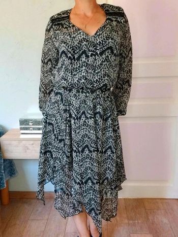 Robe  longue  volantée  - motifs  animal - Morgan  38  -  Comme Neuve