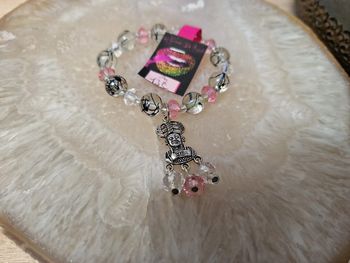 Bracelet Elastique Perles Rose Transparent Noir Maya