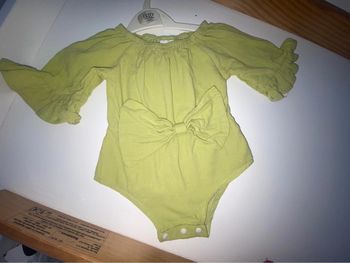 Barboteuse noeud vert anis fille 3-6 mois