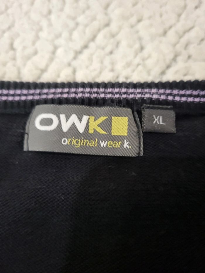 Pull fin OKW noir 100% coton col V - XL - photo numéro 5