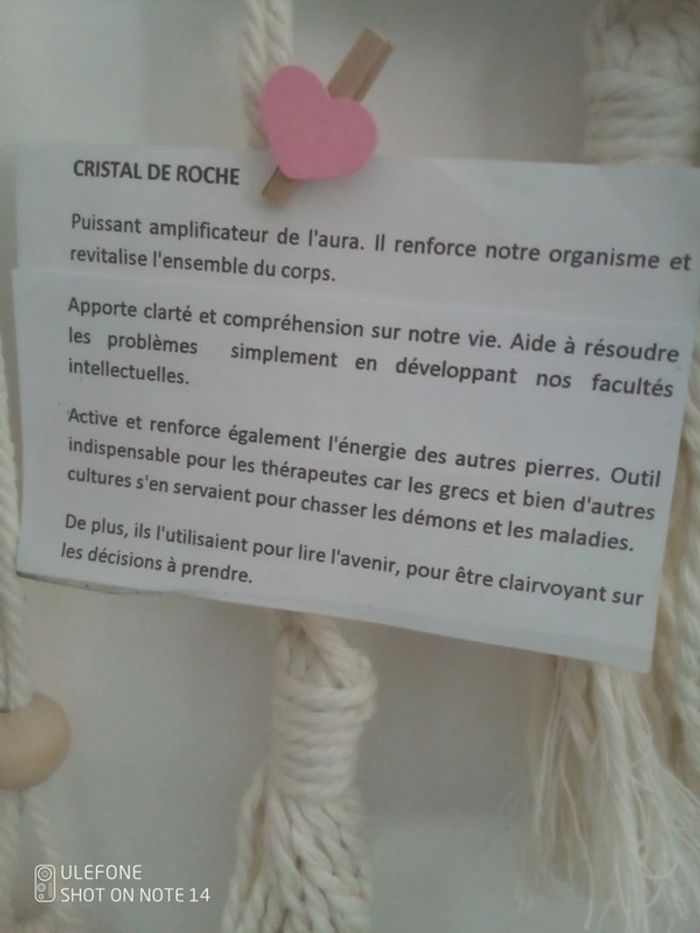 Collier ange en pierre de cristal de roche + carte - photo numéro 4