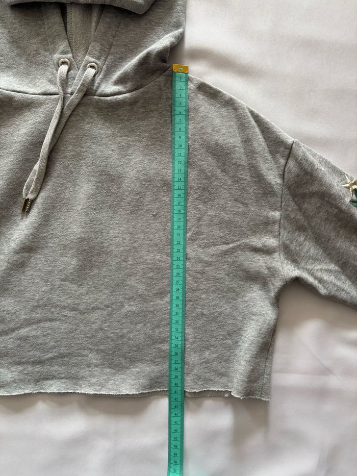 Top/Sweat court à capuche avec broderie fleuries - S/36 - photo numéro 6