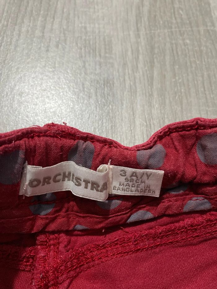 Short en velours rouge / bordeaux orchestra 3 ans - photo numéro 3