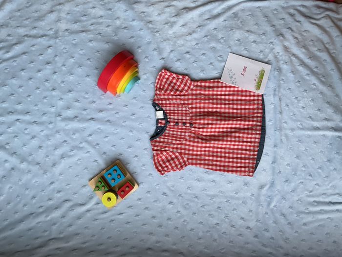 tunique manches courtes vichy rouge et blanc 3 ans cadet rousselle