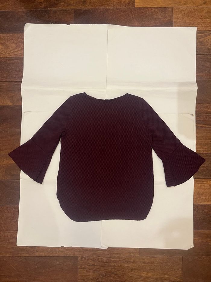 Haut top bordeaux manches larges 3/4 zara vintage taille S/36 - photo numéro 3