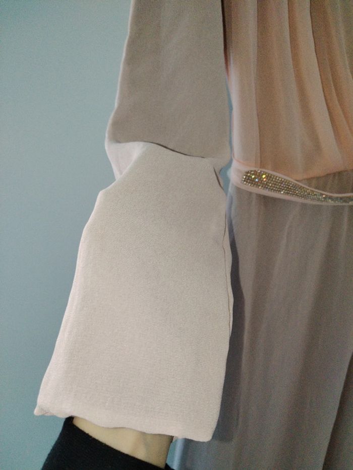 Robe de soirée longue avec ceinture à nouer rose - photo numéro 3