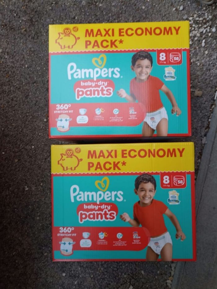 2 cartons de couches Pampers pants culottes T8 taille 8