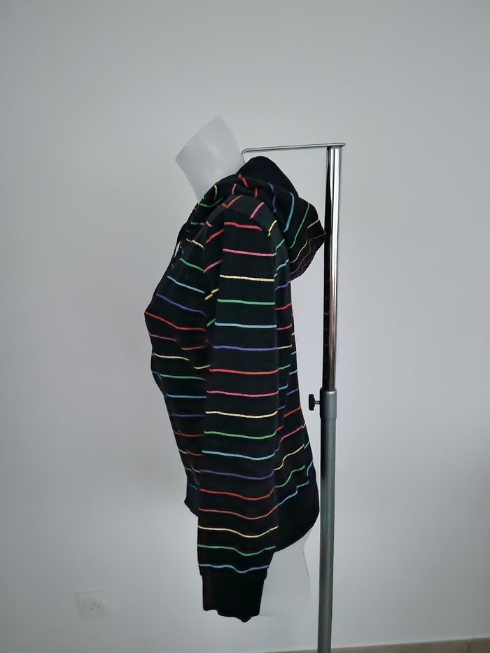 Sweat noir à capuche et rayures colorées Mim - photo numéro 5