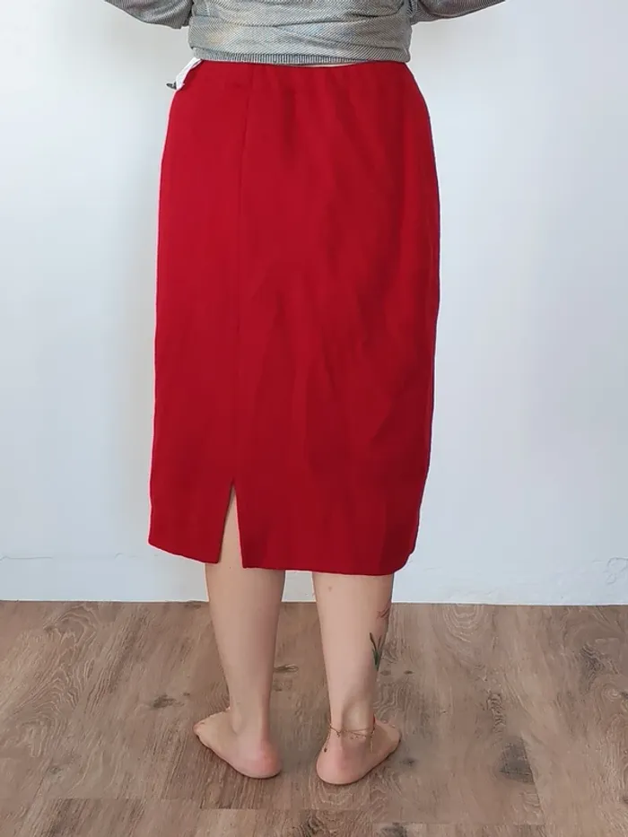 Jupe droite Saint James – 100% pure laine vierge – Rouge intense – Made in France – T40 - photo numéro 4