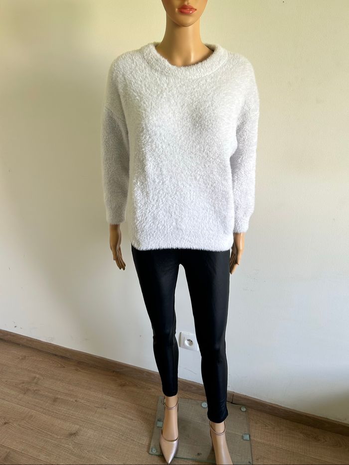 Pull blanc tout doux à manches longues Morgan taille S comme neuf - photo numéro 3