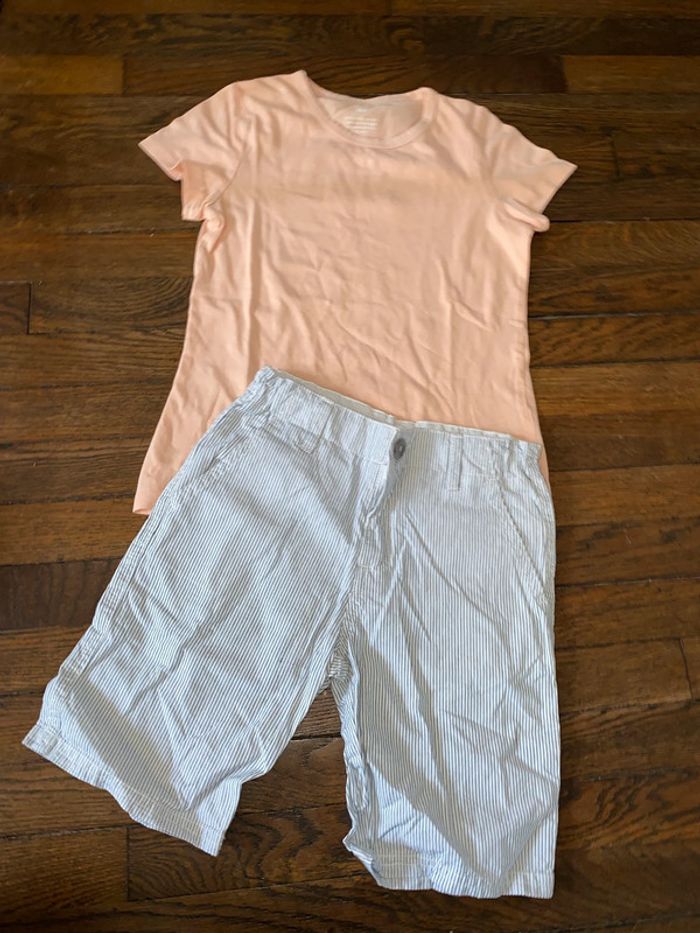tshirt H&M et short Monoprix 8 ans