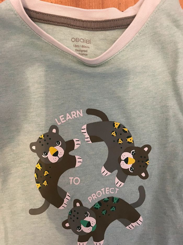T-shirt  turquoise taille 18 mois - photo numéro 2
