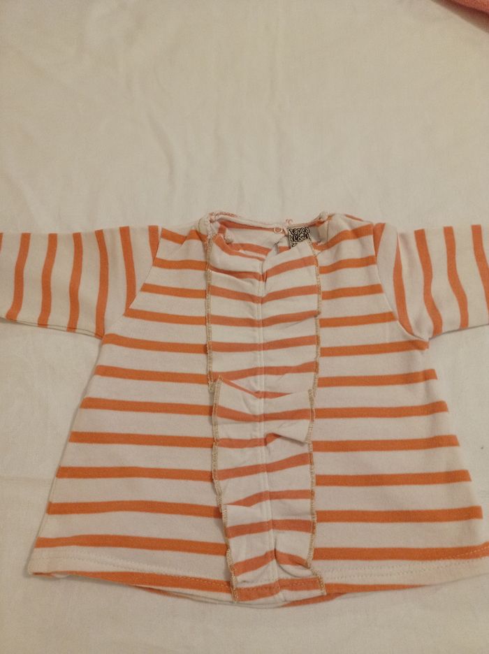 Pull moche longues couleur blanc et orange voir photos marqué tu as pas l'oeil taille 23 mois 86 cm photos très jolie - photo numéro 6