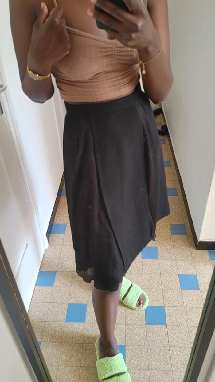 Jupe transparent en laine et soie taille haute - photo numéro 3