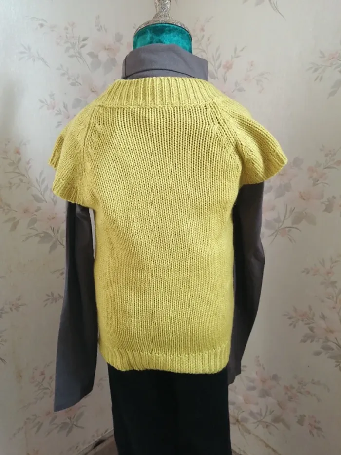 Pull vert en maille tressée sans manches et sous pull marron / zamba / (8ans) - photo numéro 6