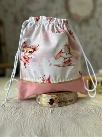 Sac à dos pochon coulissant biche rose