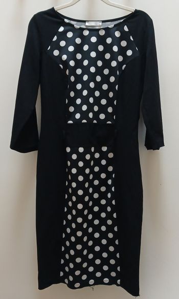  Robe bi-matière effet Satin & Pois - Style rétro/chic  - Taille 36 