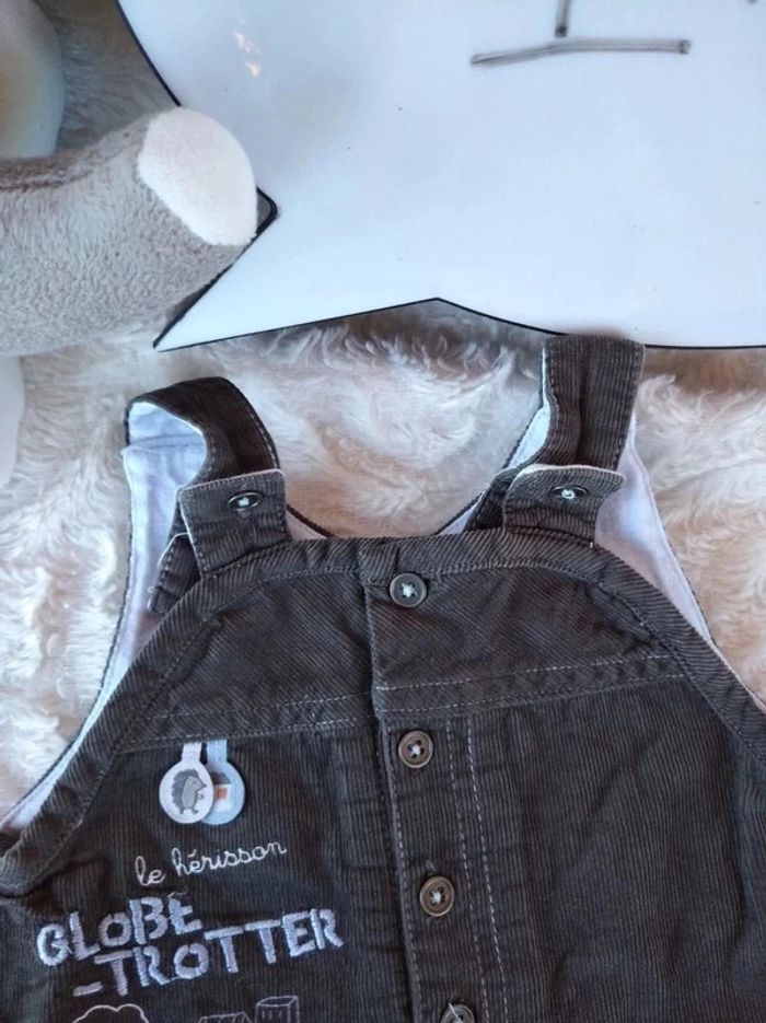 Salopette doublée velours Garçon 1 mois Hérisson Globe trotteur 100% coton - photo numéro 4