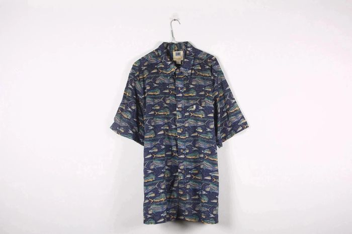 Superbe chemisette vintage 90-2000s en coton motif poissons (#240300)