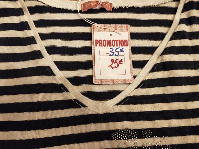Tee shirt rayé Andromède motif byclette strass - photo numéro 3