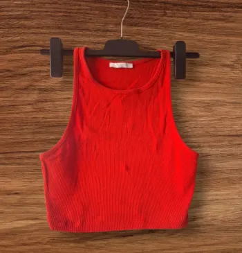 🔥 Débardeur crop top rouge Zara trf