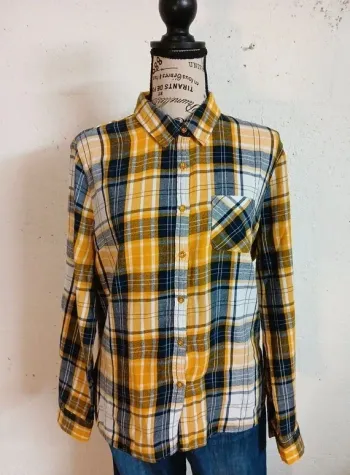 👕 Chemise à carreaux bleus & jaunes – Primark – Taille 42 – Très bon état