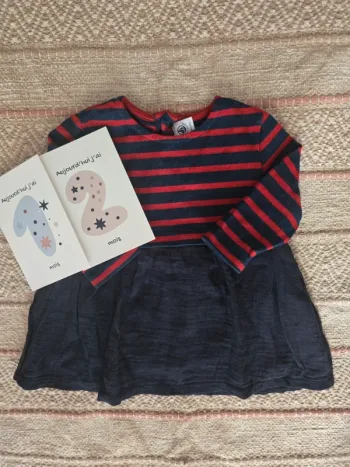 Robe marinière rouge et bleu, 12 mois, Petit Bateau