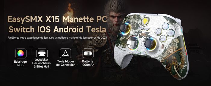 Manette EasySMX X15 Sans Fil RGB – Compatible PC, Switch, Android, iOS, Tesla - photo numéro 5
