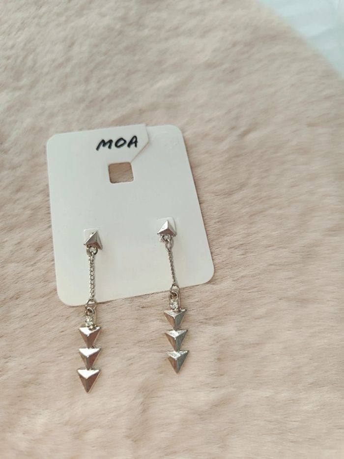 Boucle d'oreille pendante Argenté Strass-Moa⭐
