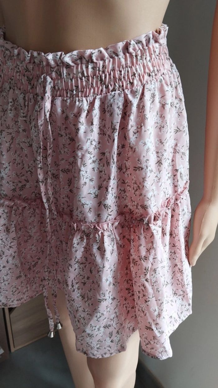 Jupe fleuris rose femme taille s - photo numéro 7