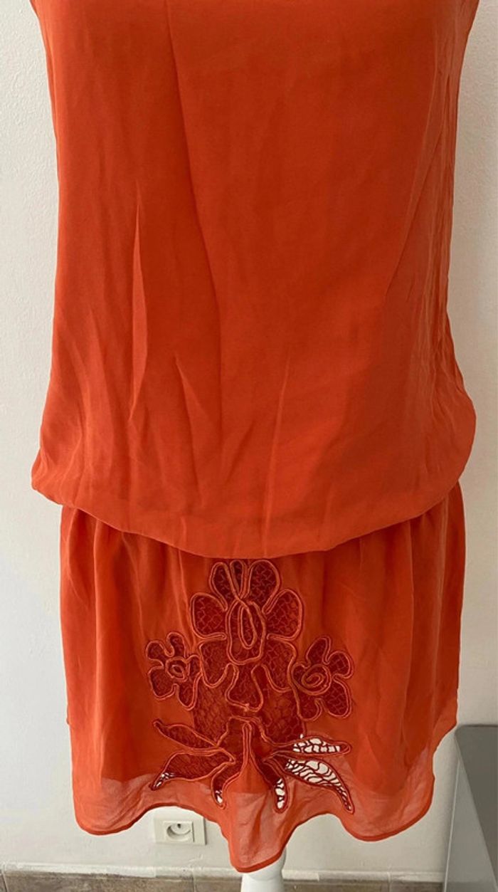 Nafnaf Élégante Robe Orange Broderies Taille 36/S - photo numéro 2