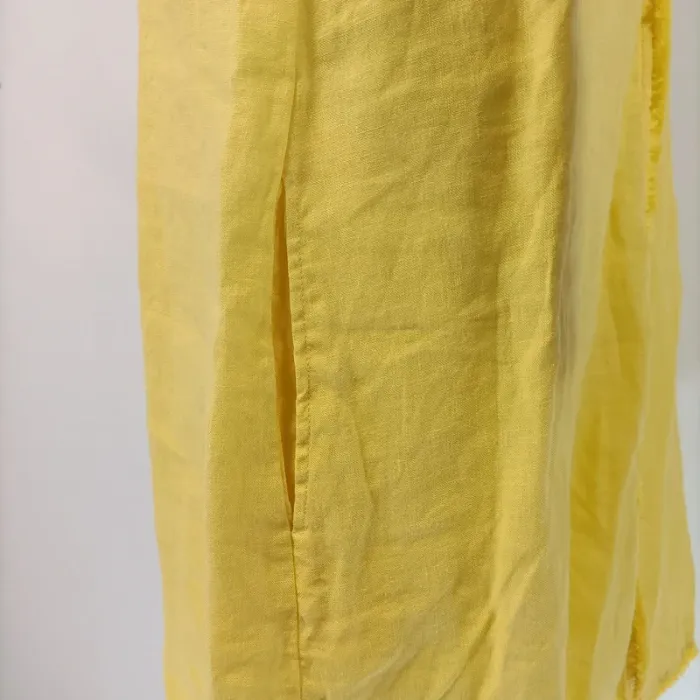 Robe jaune sans manches coton brodé détails ajourés taille M estimée A007 - photo numéro 6