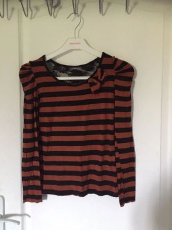 T-shirt rayé brique noir 36-S