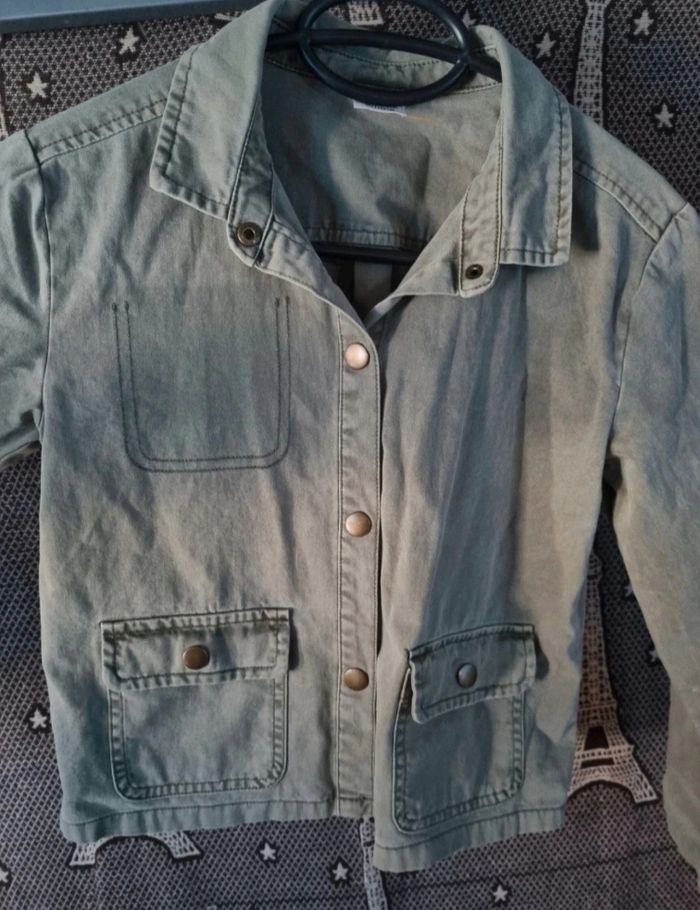 Veste en jean kaki mixte - photo numéro 2