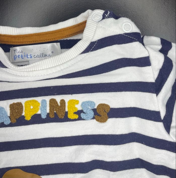 Pull bébé 6 mois rayé “Happiness” – Mes Petits Cailloux - photo numéro 6