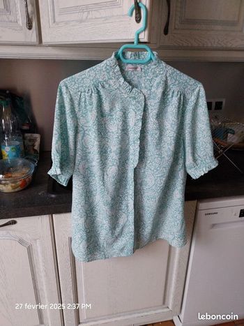 Chemisier fantaisie volantée - Couleur : Vert Indien Taille : 46 - DAMART
