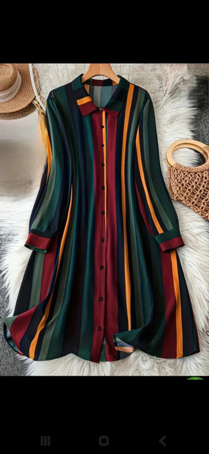 Robe chemise longue rayée - photo numéro 2