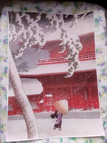 AFFICHE POSTER TOILE A3 JAPON  HIVER NEIGE