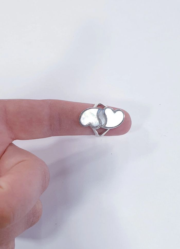 Neuve ! Très jolie bague coeur Argent 925 et nacre - photo numéro 4