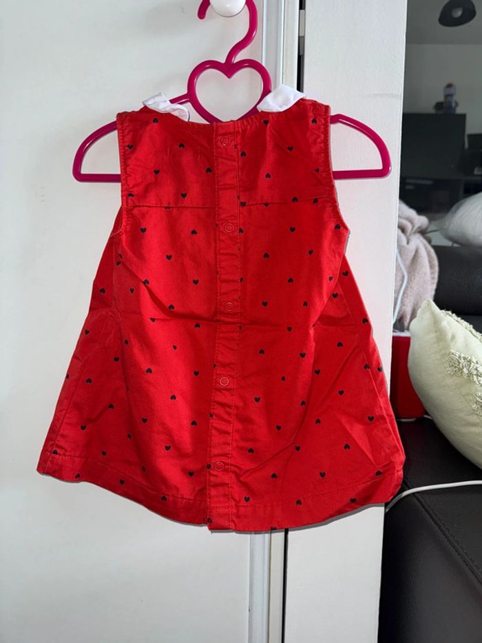 Jolie robe rouge à cœur col Claudine - photo numéro 2