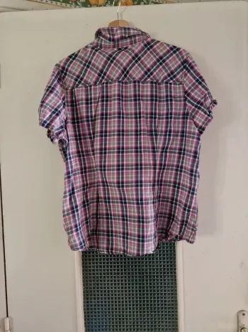Chemisier écossais rose taille 46