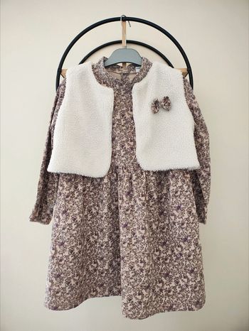 8 9 ans ensemble robe côtelée et gilet sans manche assorti étiquette coupée