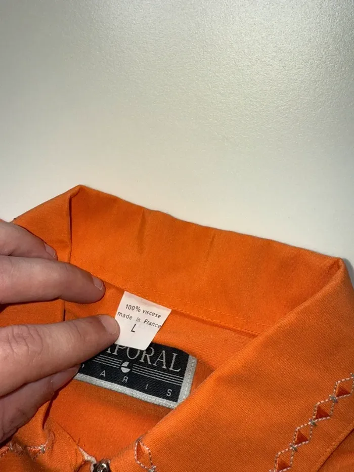 Polo à col zippé - Chemise col zippé - Polo orange - Chemise orange - Chemise vintage - photo numéro 4