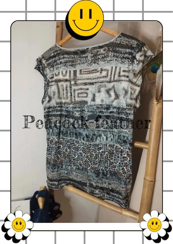 T-shirt bleu/gris T6 - photo numéro 8