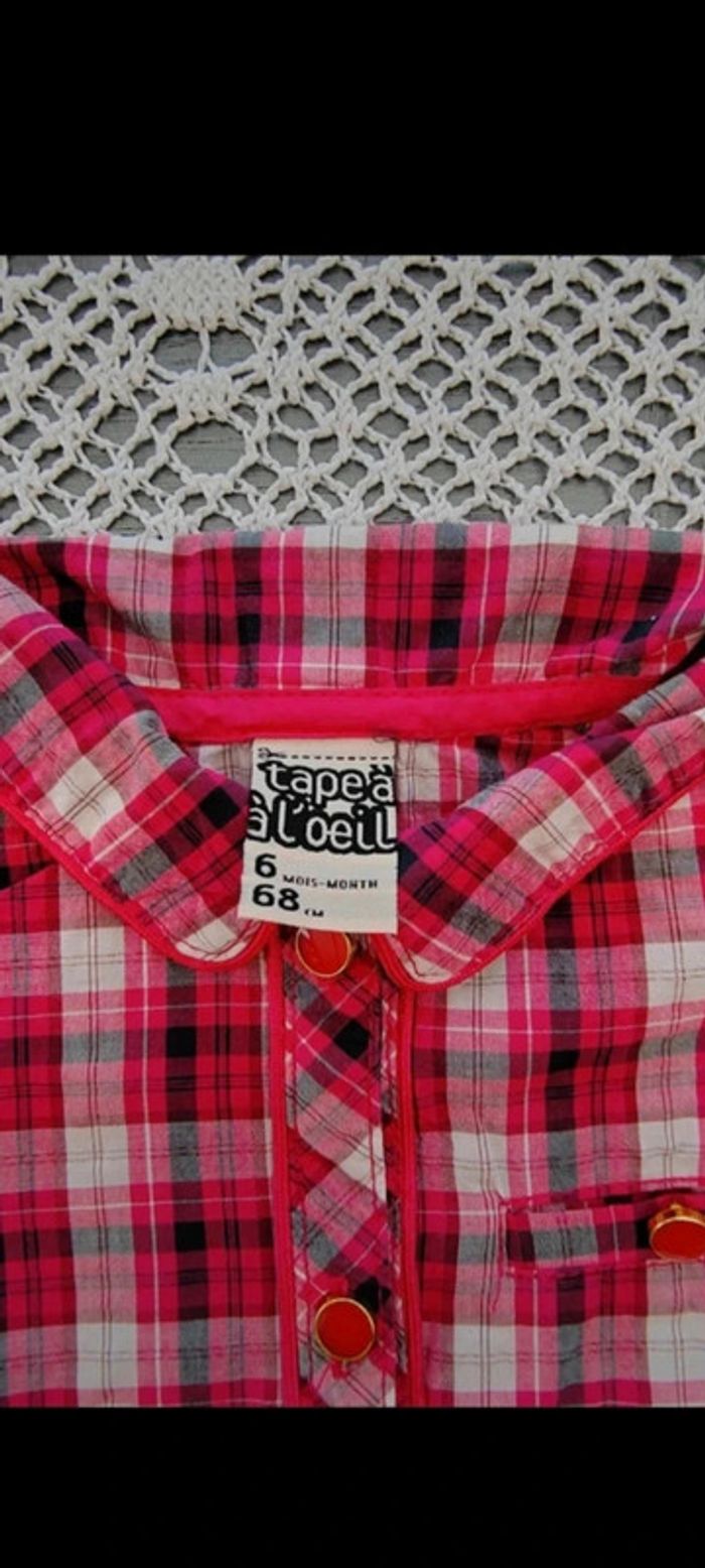 🩷Robe tunique rouge à carreaux 6 mois Tape à l'œil - photo numéro 5