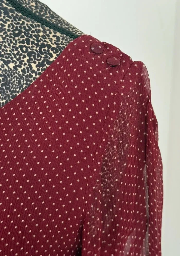 Robe Sézane en soie bordeaux à pois – Taille 38 - photo numéro 3